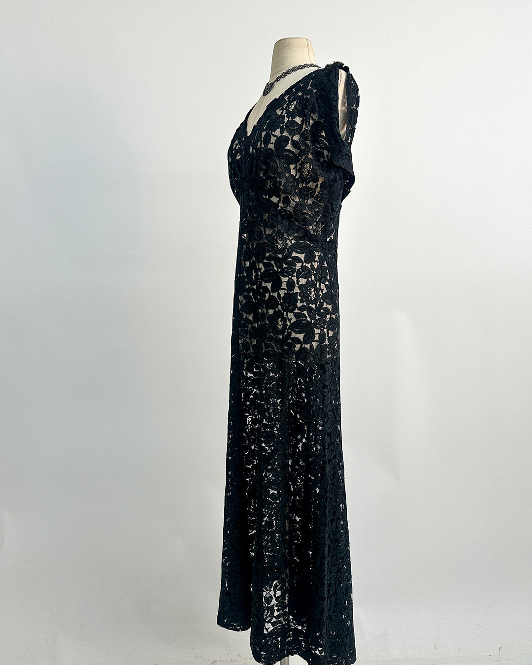 1930s 'The Starlight Séance Gown' Lace Bias Dress with Jacket / Large
