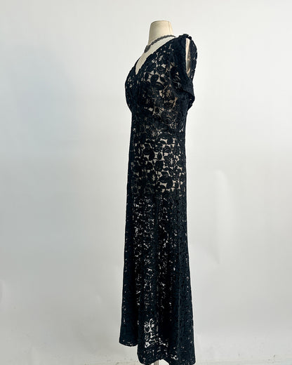 1930s 'The Starlight Séance Gown' Lace Bias Dress with Jacket / Large