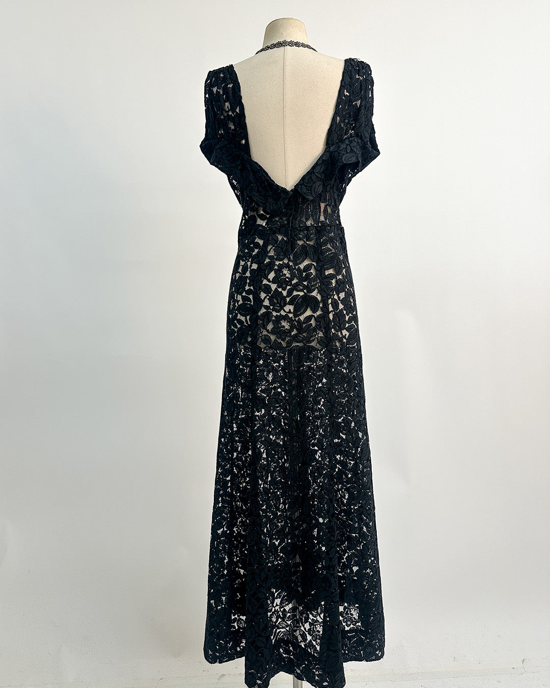 1930s 'The Starlight Séance Gown' Lace Bias Dress with Jacket / Large