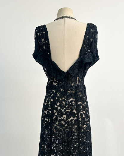 1930s 'The Starlight Séance Gown' Lace Bias Dress with Jacket / Large