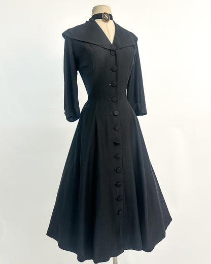 1950s “The Midnight New Look Dress” / Large