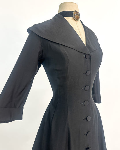 1950s “The Midnight New Look Dress” / Large