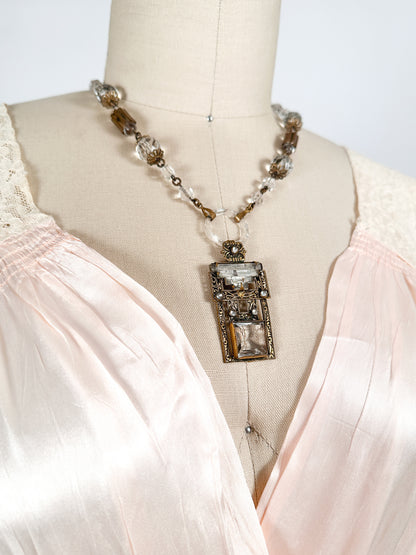 1930-40s Pale Pink Shimmering Nightgown with Lace / Waist 30