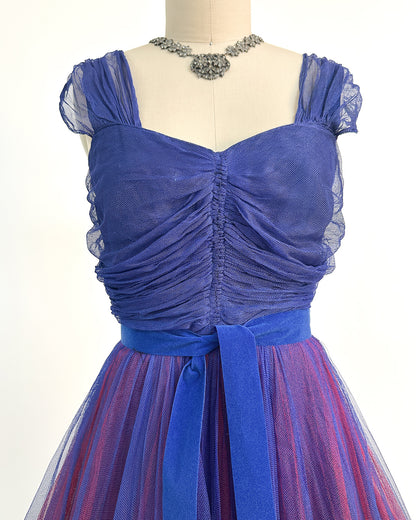 1930-40s 'The Midnight Enchantress' Tulle Gown / Small