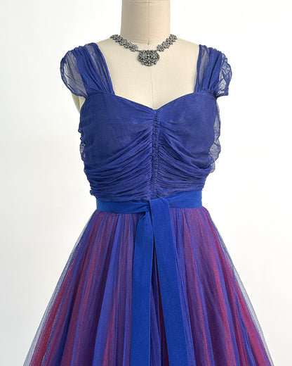 1930-40s 'The Midnight Enchantress' Tulle Gown / Small