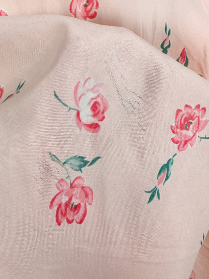 1930–40s Pale Pink Nightgown with Falling Petite Roses / Waist 32