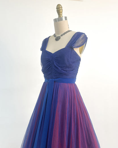 1930-40s 'The Midnight Enchantress' Tulle Gown / Small