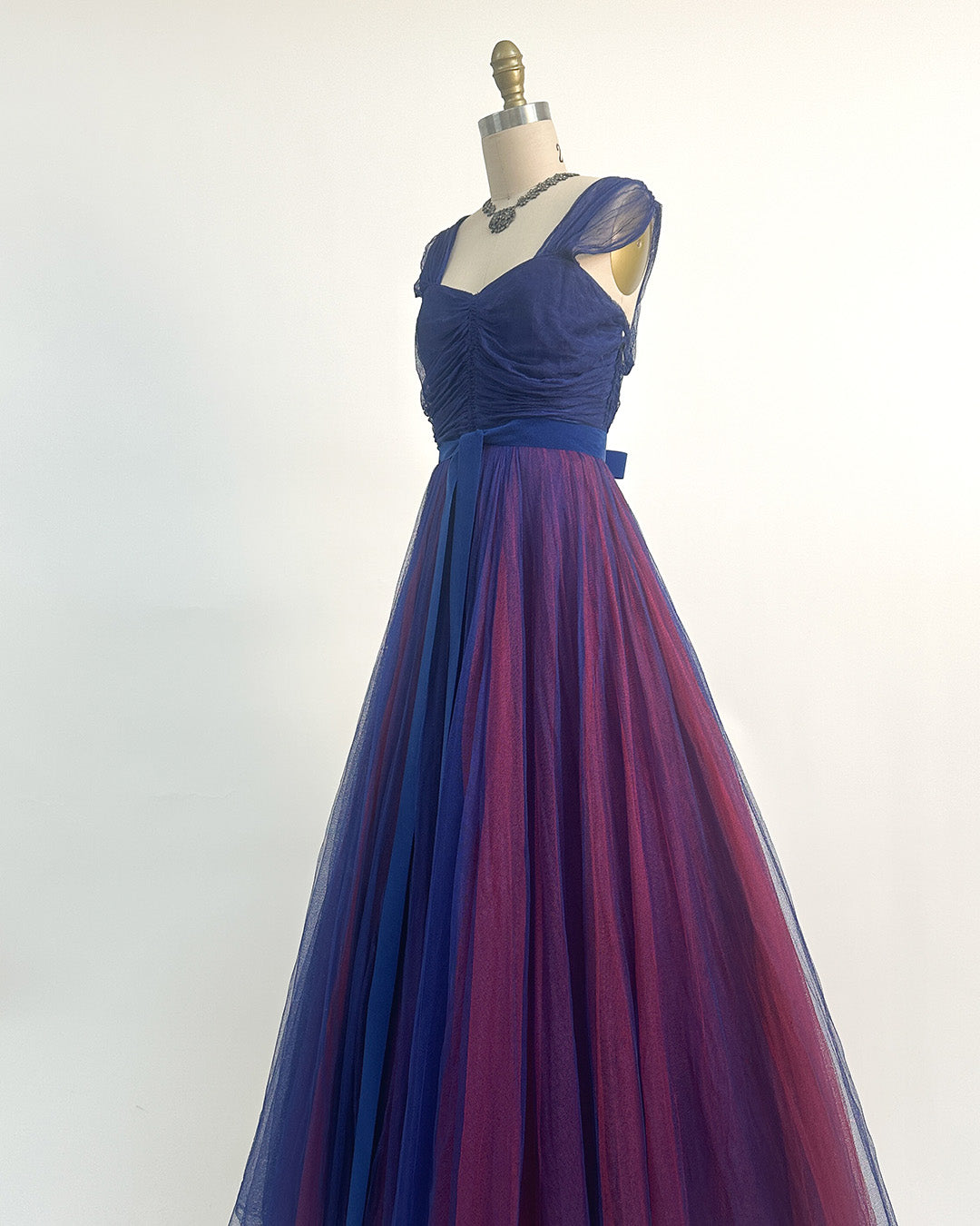 1930-40s 'The Midnight Enchantress' Tulle Gown / Small