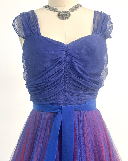 1930-40s 'The Midnight Enchantress' Tulle Gown / Small