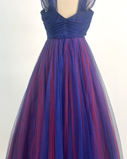 1930-40s 'The Midnight Enchantress' Tulle Gown / Small