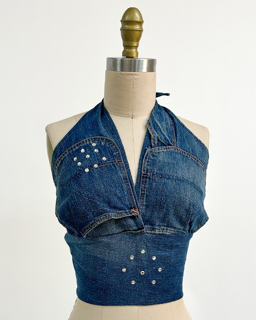 1970s 'The Denim Spell' Halter / Medium