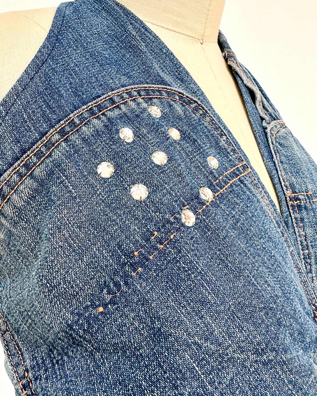 1970s 'The Denim Spell' Halter / Medium