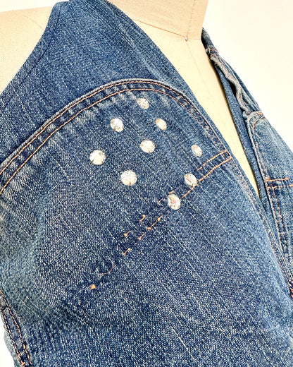 1970s 'The Denim Spell' Halter / Medium