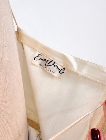 1950s White Christmas Satin & Tulle Gown by Emma Domb / Waist 28-30"