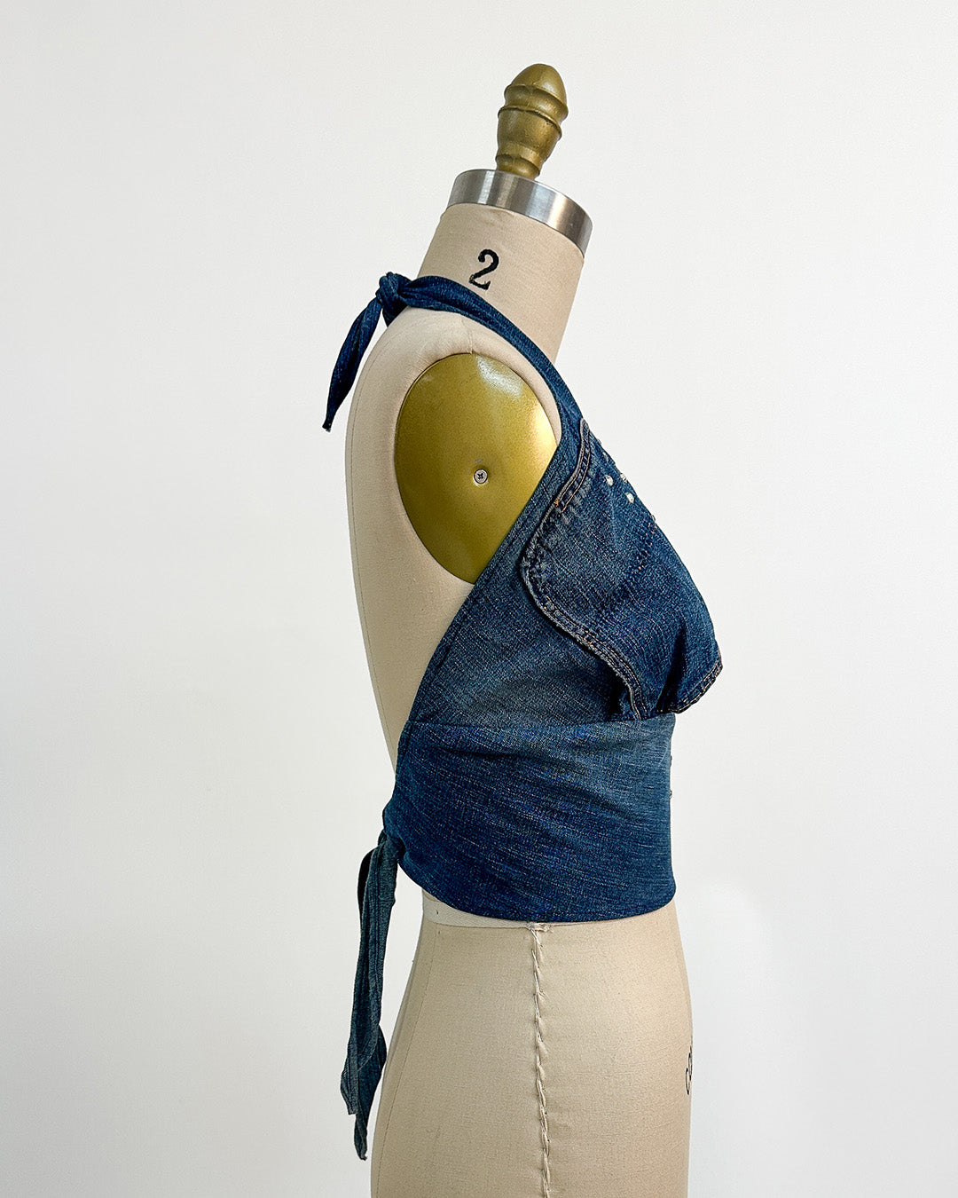 1970s 'The Denim Spell' Halter / Medium