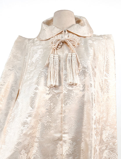 1960s Cream Brocade Cape with Tassels / OSFM