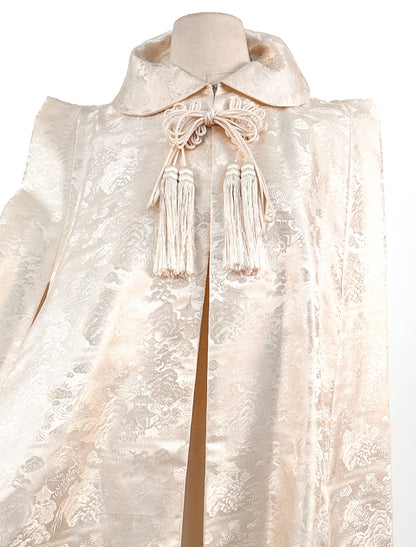 1960s Cream Brocade Cape with Tassels / OSFM