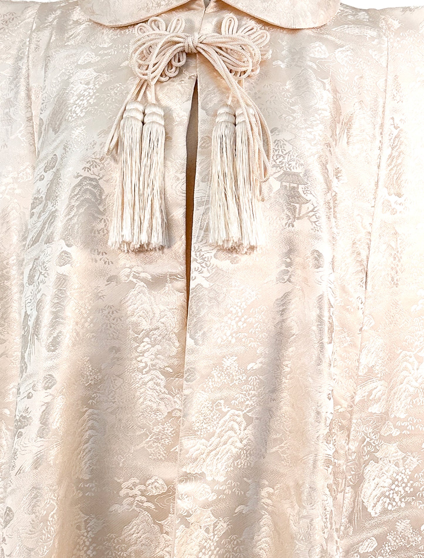 1960s Cream Brocade Cape with Tassels / OSFM
