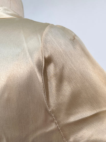 1930s Pleated Silk Satin Gown / Waist 28