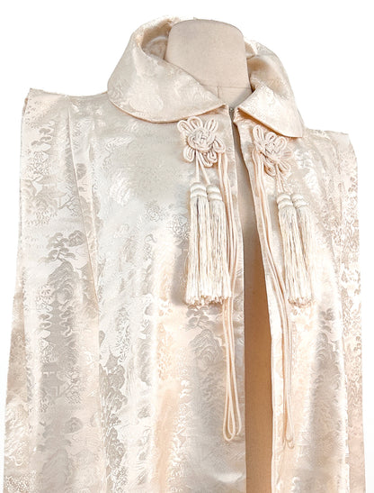 1960s Cream Brocade Cape with Tassels / OSFM
