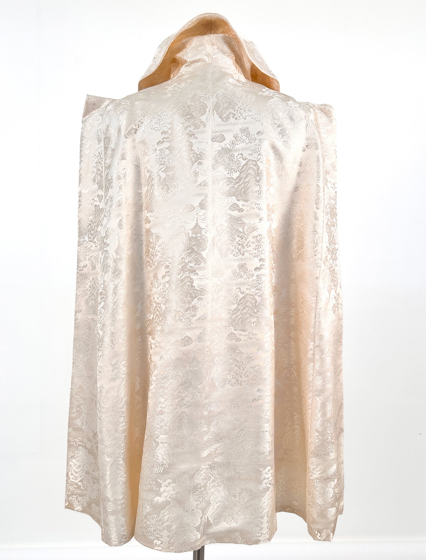 1960s Cream Brocade Cape with Tassels / OSFM