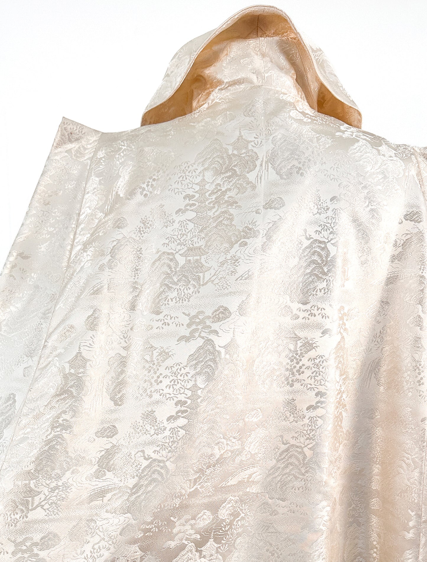 1960s Cream Brocade Cape with Tassels / OSFM