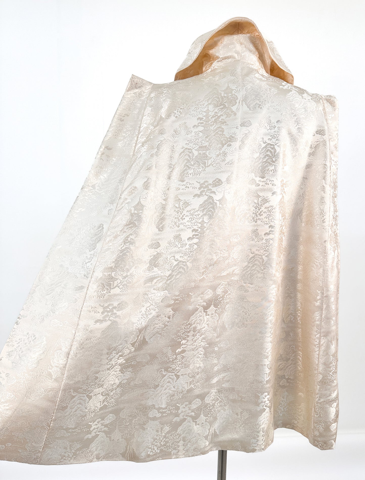 1960s Cream Brocade Cape with Tassels / OSFM