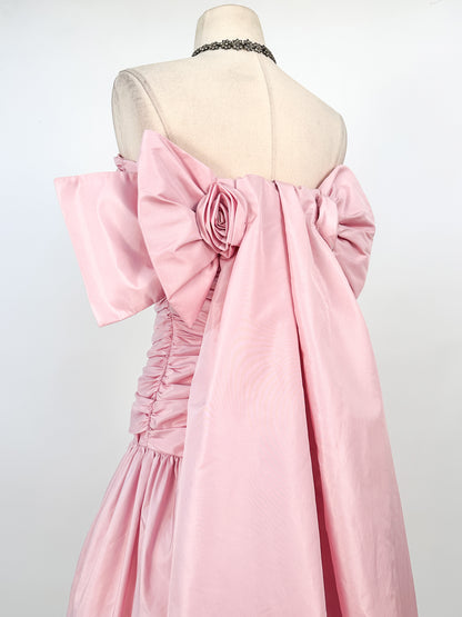1980s Heavenly Pink Satin Gown by Victor Costa / Waist 28
