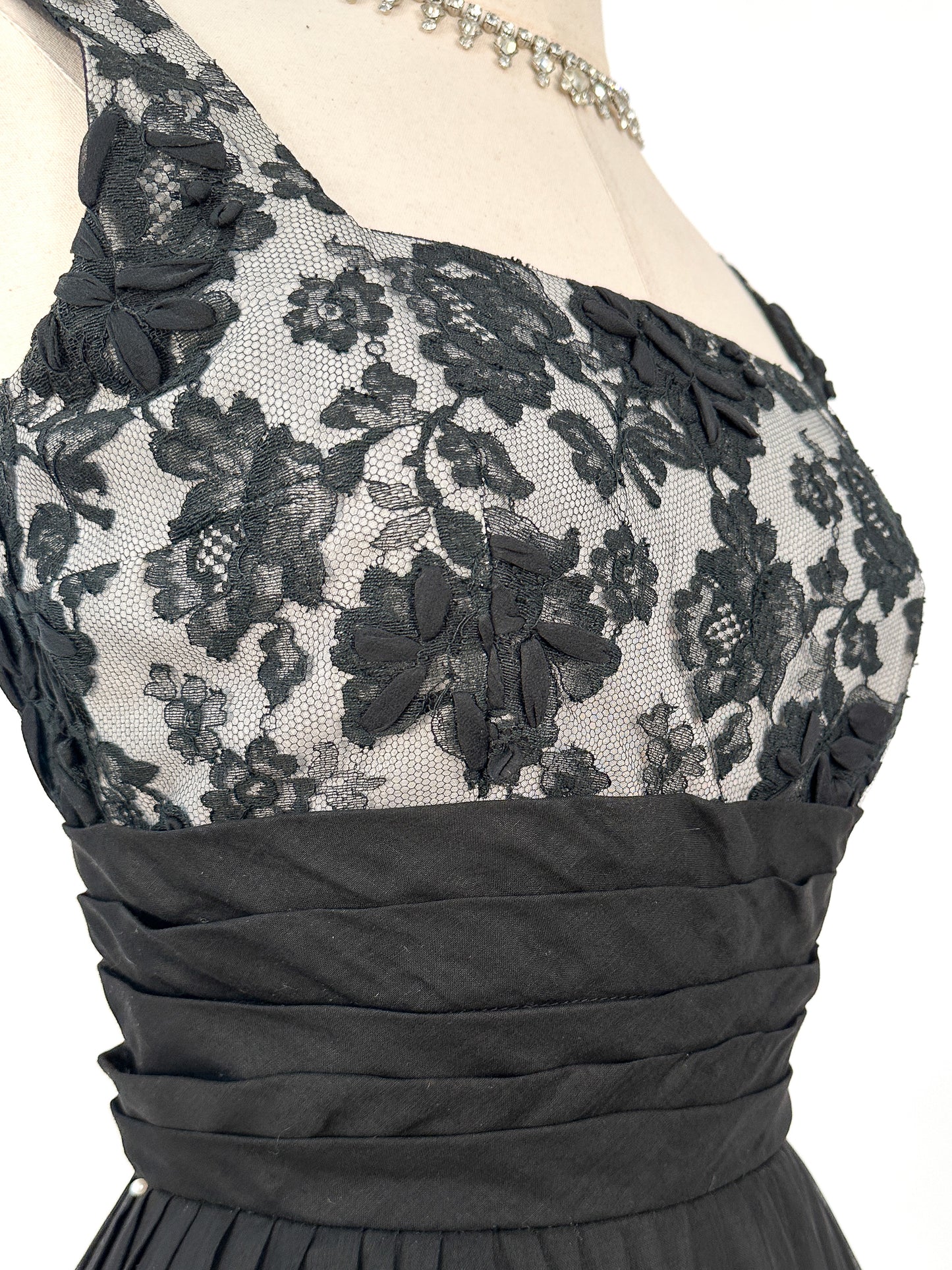 1960s Lacey Cotton Fit and Flare by Miss Elliette / Waist 25