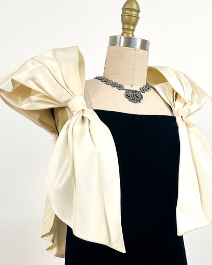 1970-80s The Carlyle Velvet & Satin Bow Dress / Small
