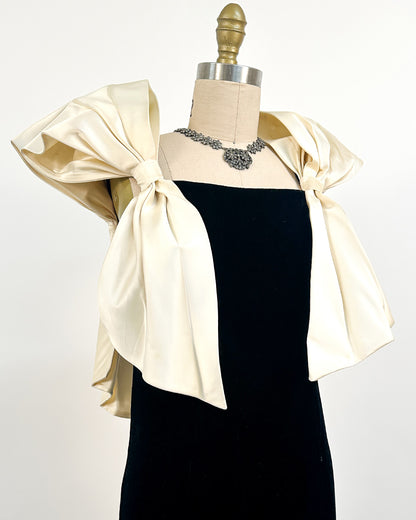 1970-80s The Carlyle Velvet & Satin Bow Dress / Small