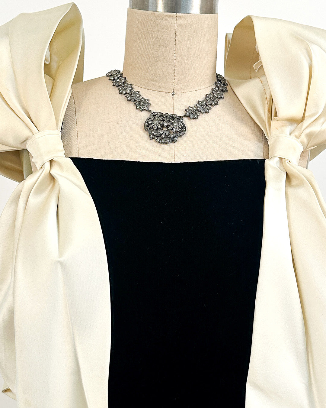 1970-80s The Carlyle Velvet & Satin Bow Dress / Small