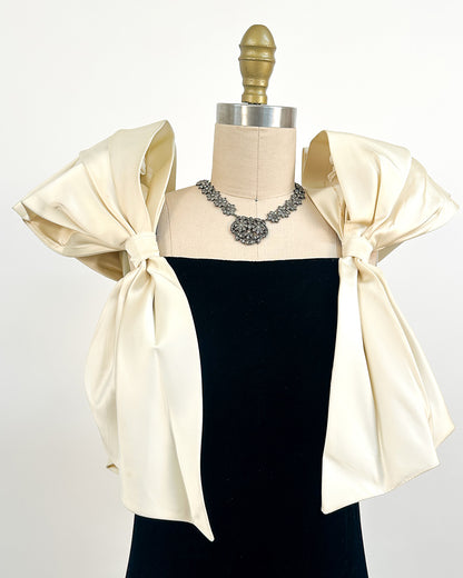 1970-80s The Carlyle Velvet & Satin Bow Dress / Small
