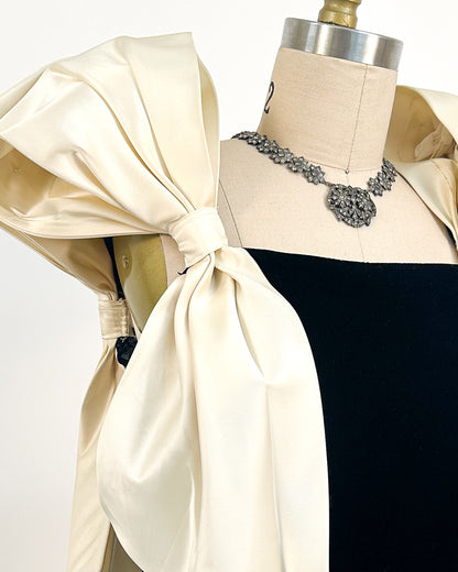 1970-80s The Carlyle Velvet & Satin Bow Dress / Small