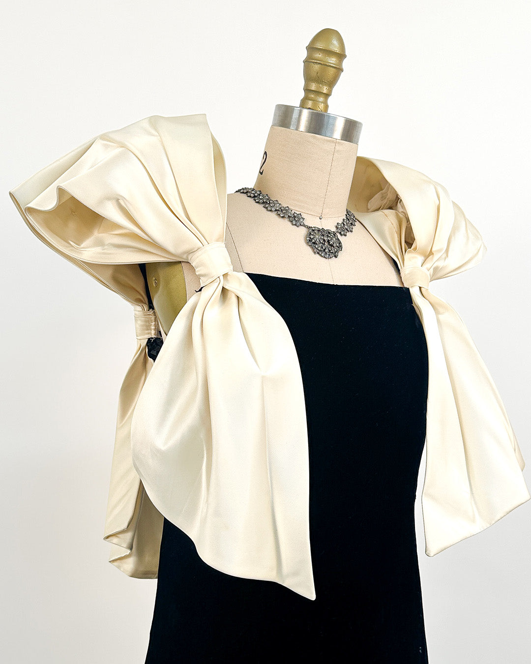 1970-80s The Carlyle Velvet & Satin Bow Dress / Small