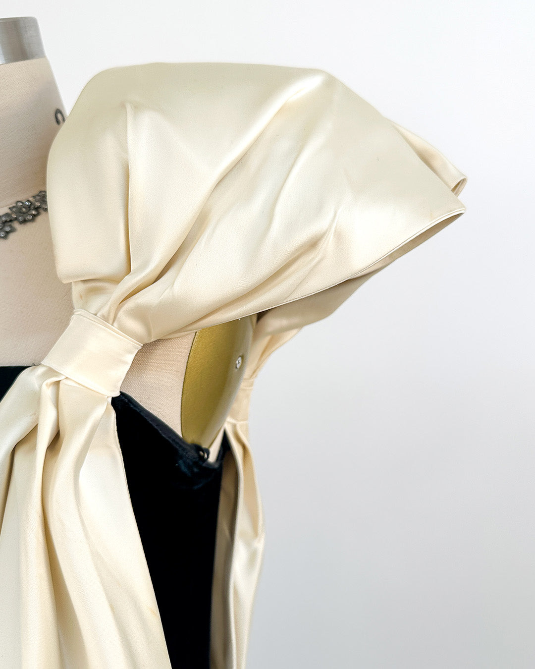 1970-80s The Carlyle Velvet & Satin Bow Dress / Small