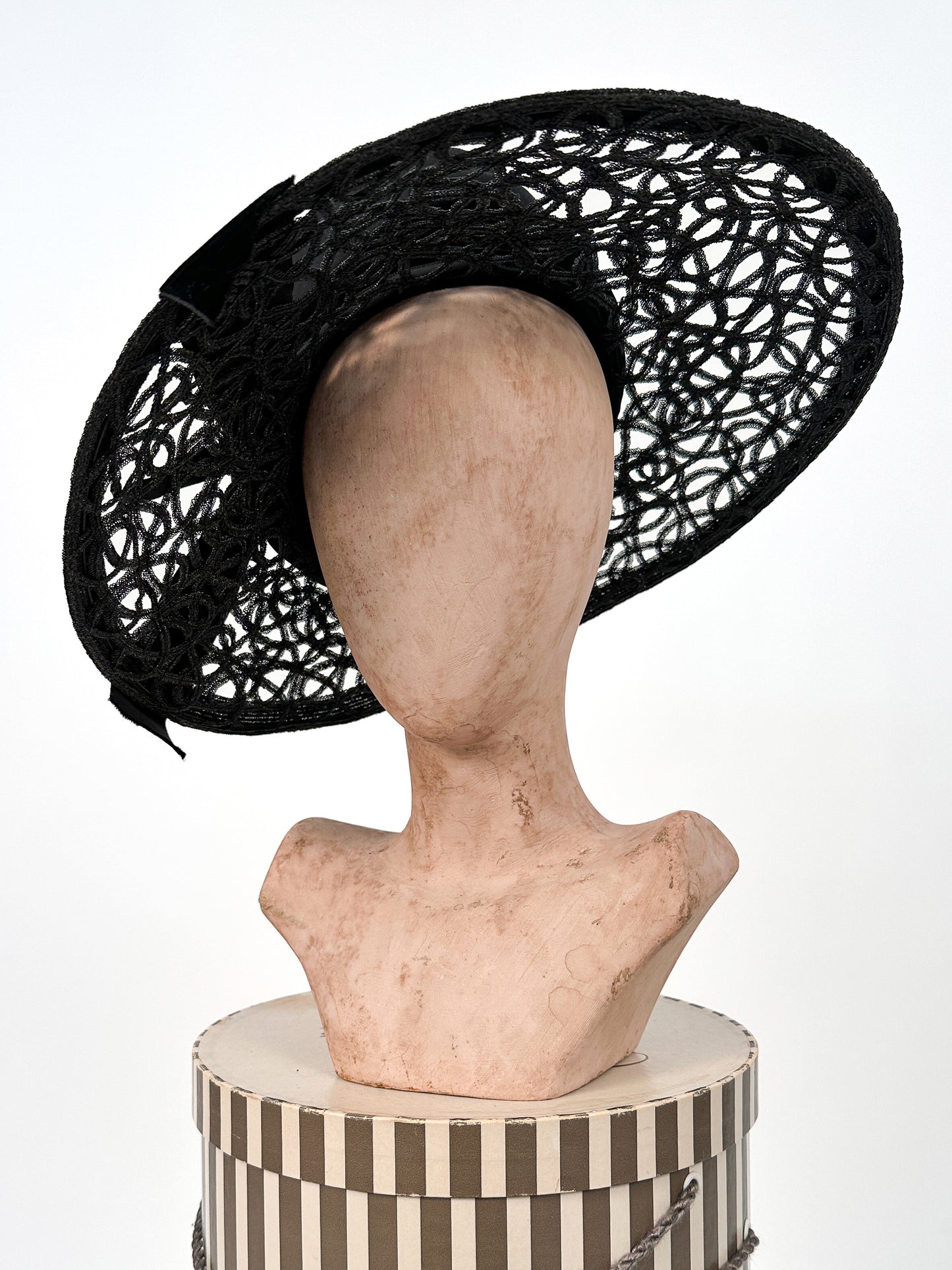 1960s Cartwheel Hat with Abstract Brim by Mr. John / OSFM