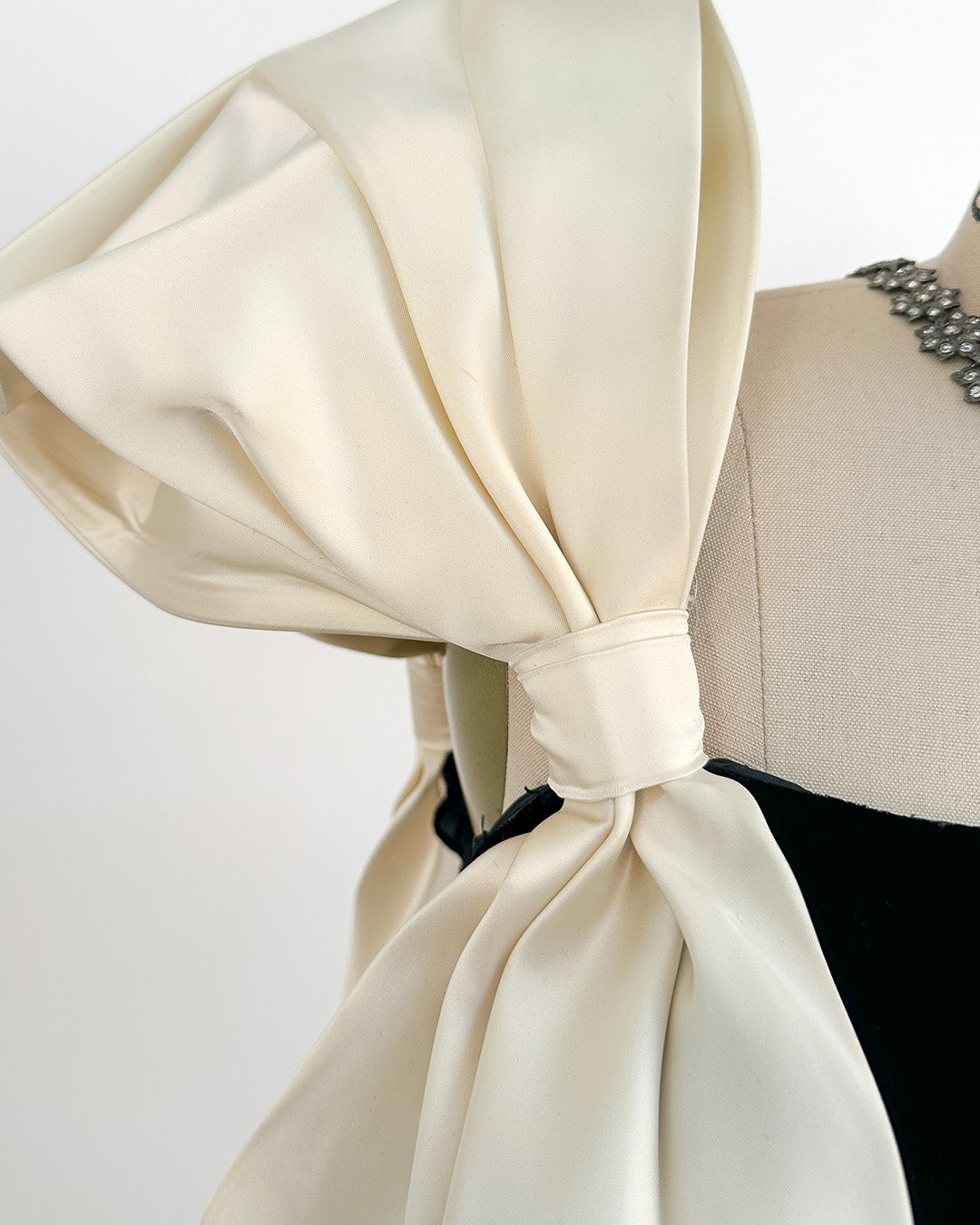 1970-80s The Carlyle Velvet & Satin Bow Dress / Small