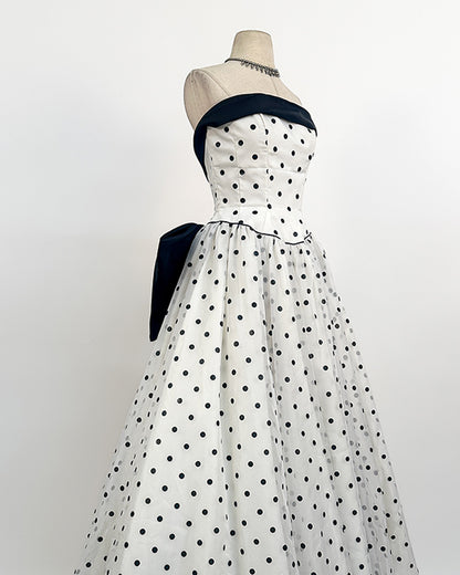 1980s The Manhattan Polka Dot Gown / Small