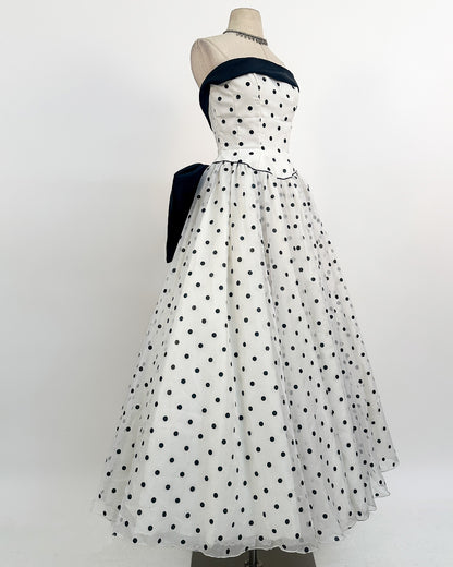 1980s The Manhattan Polka Dot Gown / Small