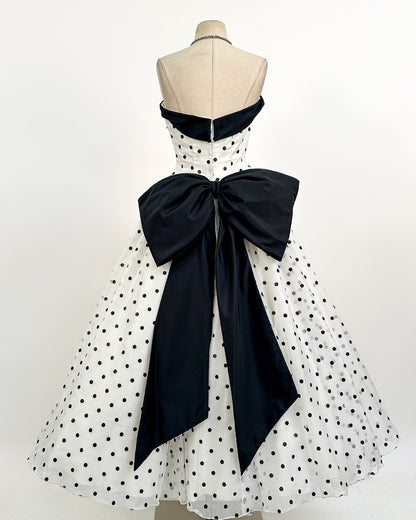 1980s The Manhattan Polka Dot Gown / Small