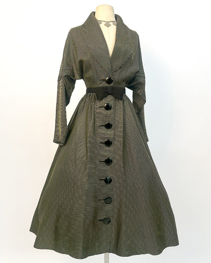 1940-50s 'The Martini Olive' Dress / Small