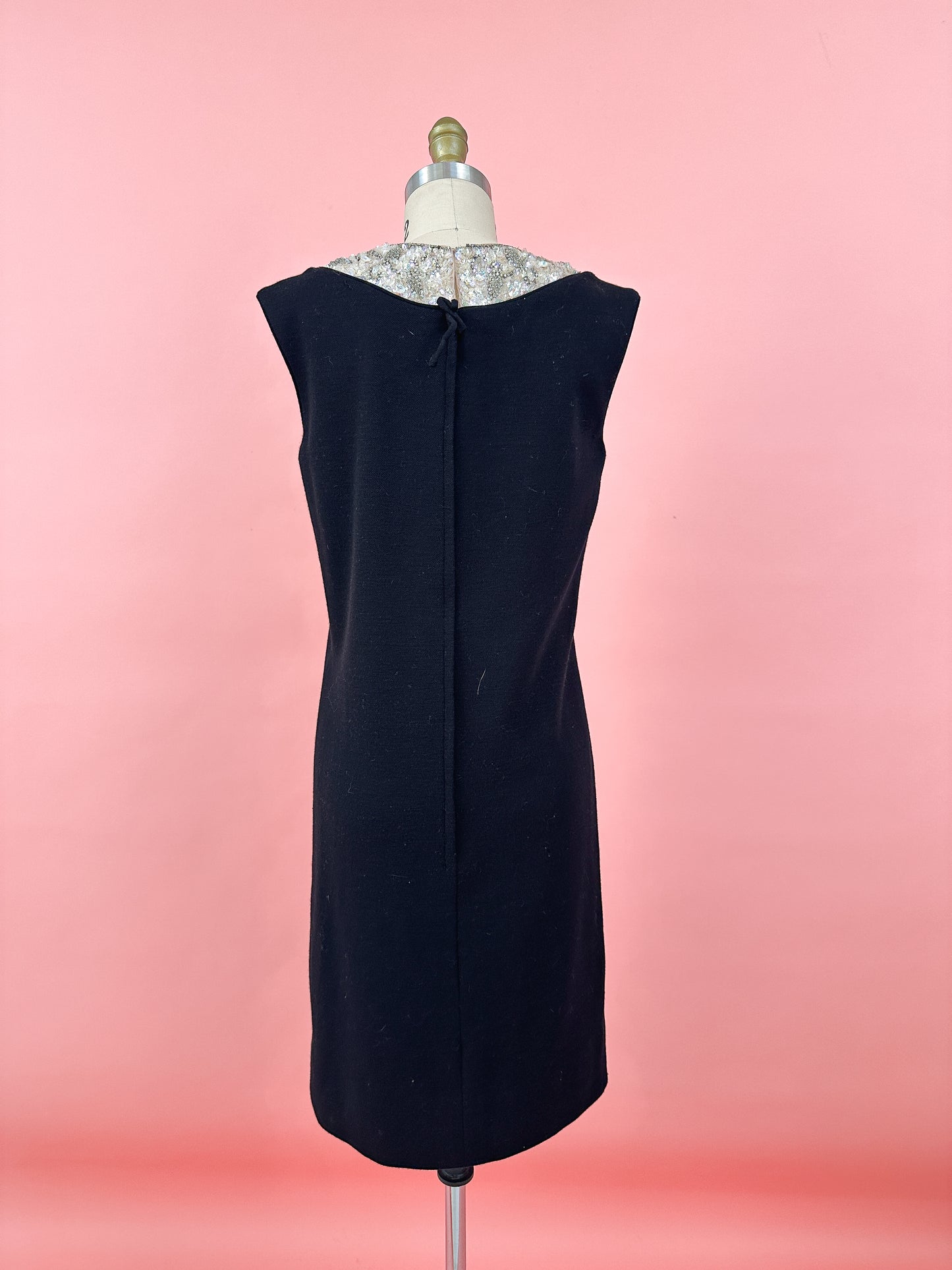 1960s Sparkling Little Black Shift Dress by Mr.Blackwell / Waist 36