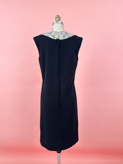 1960s Sparkling Little Black Shift Dress by Mr.Blackwell / Waist 36