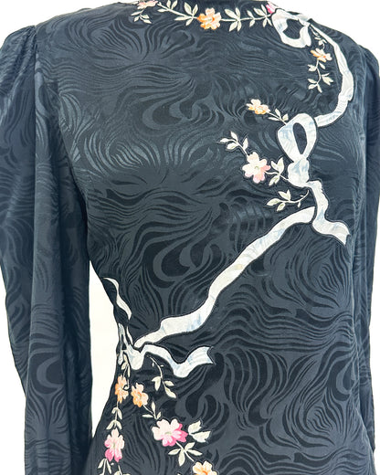 1980s 'The Upper East Side Noir' Blouse