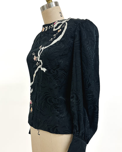 1980s 'The Upper East Side Noir' Blouse
