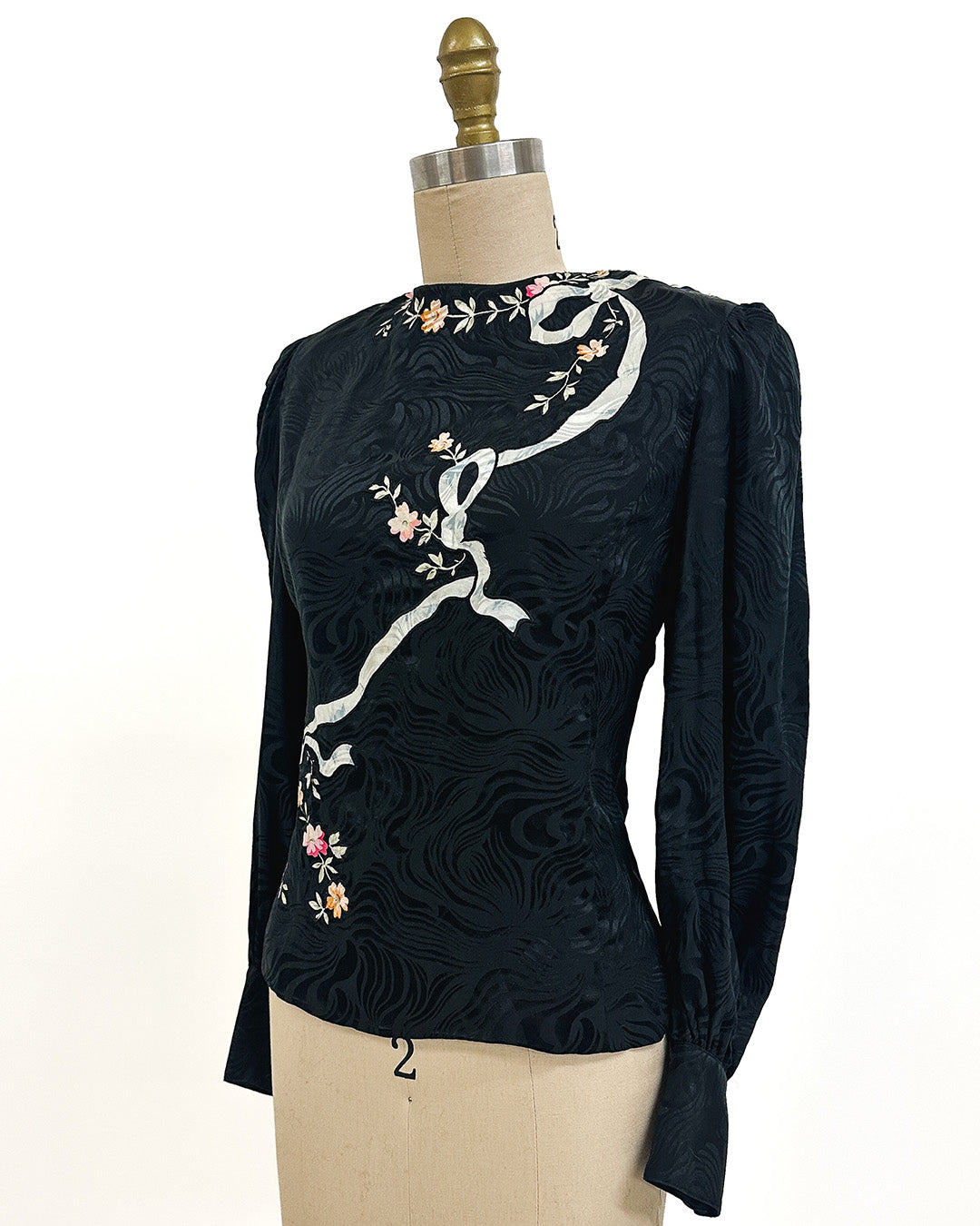 1980s 'The Upper East Side Noir' Blouse