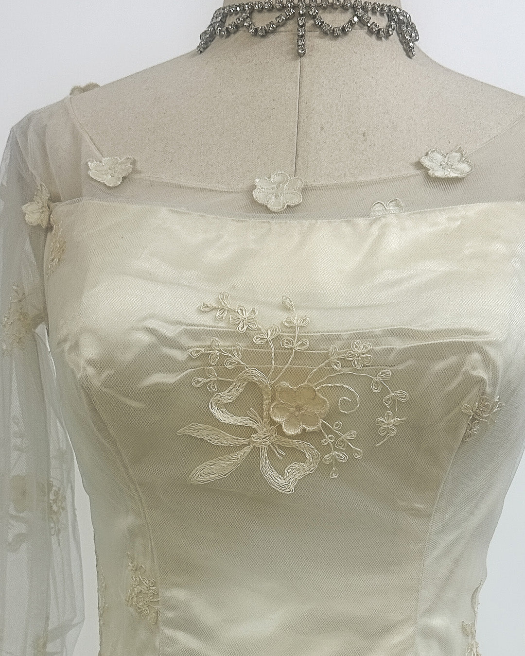 1950s 'The Bow Bridge Bouquet' Wedding Dress