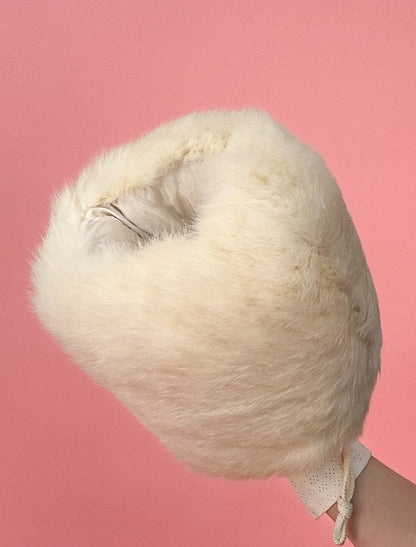 1960's White Rabbit Fur Muff