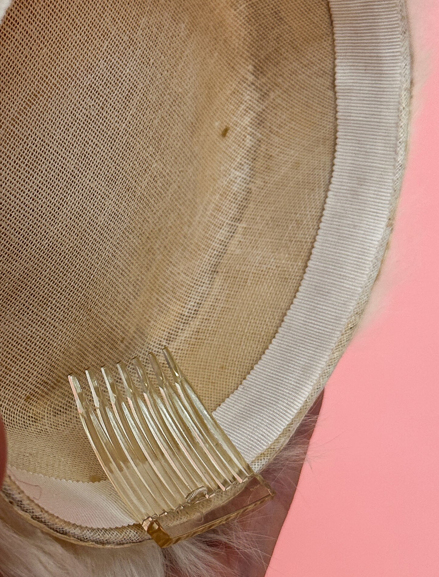 1950's White Fur Fascinator Hat with PomPoms